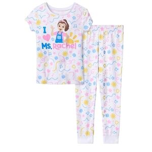 Ms.Rachel Pajama Set Miss Rachel Tv Show Toddlers. Pink, Blue And White